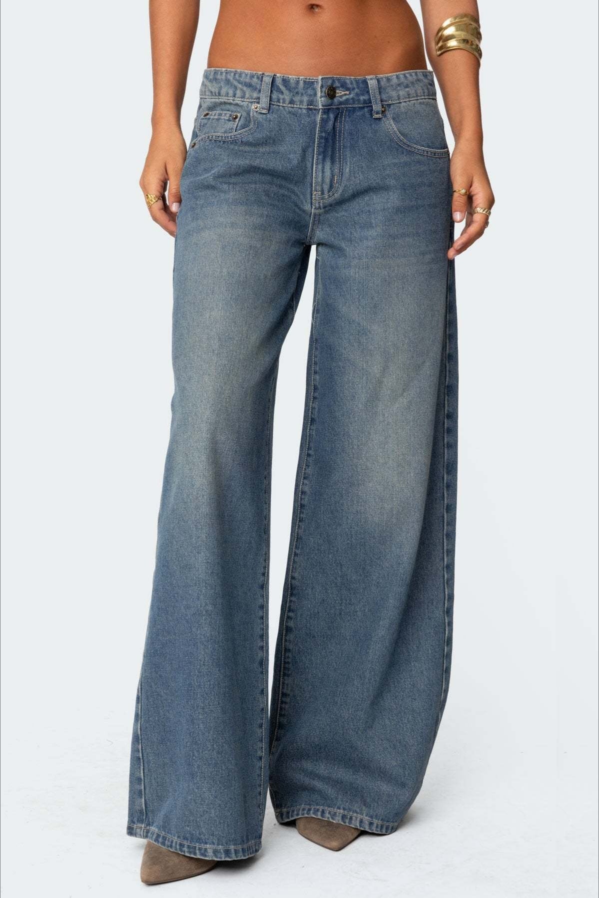 Loose Wide Leg Fashion Printed Denim Jeans