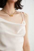 Courtney Beige Cowl Neck Tank Top
