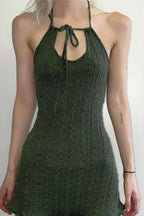 Knitted Halter Mini Dress