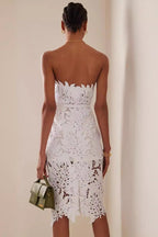 Tube Maple Leaf Lace Waist Prom Dress