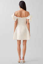 Evelyn White Oversized Floral Applique Mini Dress
