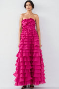 Elija Pink Ruffled Layered Maxi Dress