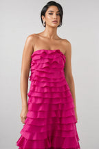 Elija Pink Ruffled Layered Maxi Dress