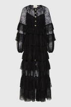 Varekx Black Round Neck Lace Maxi Dress