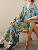 Game Of Love V-neck Short Sleeves Kaftan Dress