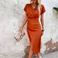 Abigail Exclusive Chic Midi Dress with a V Neck Evening Wear Edit