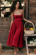 Milagros Premium Sleeveless Midi Dress with a Corset Fit Elevated Occasion Wear