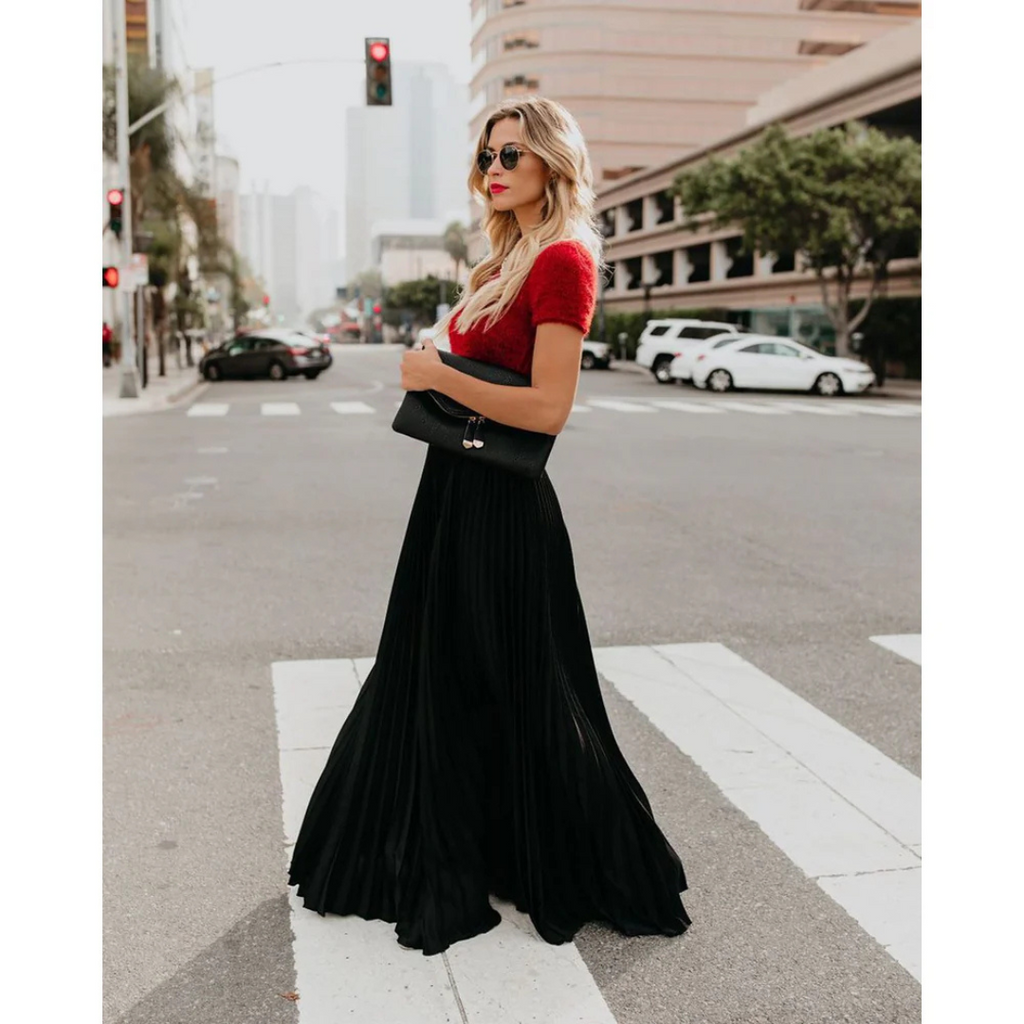 Alondra Premium Long Pleated Dress Elevated Occasion Wear