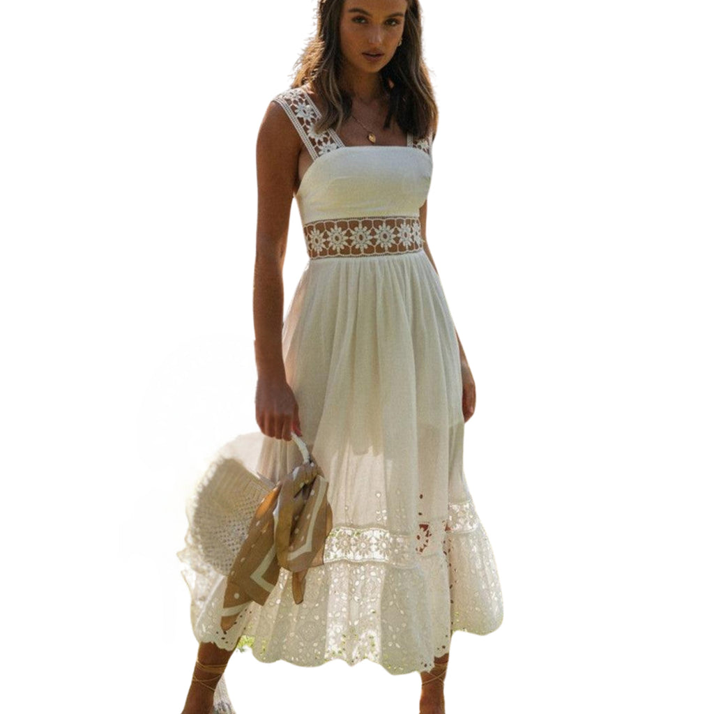 Sandra Premium White Women's Dress in Bohemian Style Statement Occasion Edit