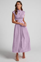 Rafaela Effortless Holiday Midi Dress with Cut Out Waist and Pockets Chic Silhouette Collection
