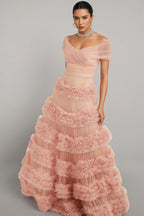 Quinly Pink Tiered Maxi Dress