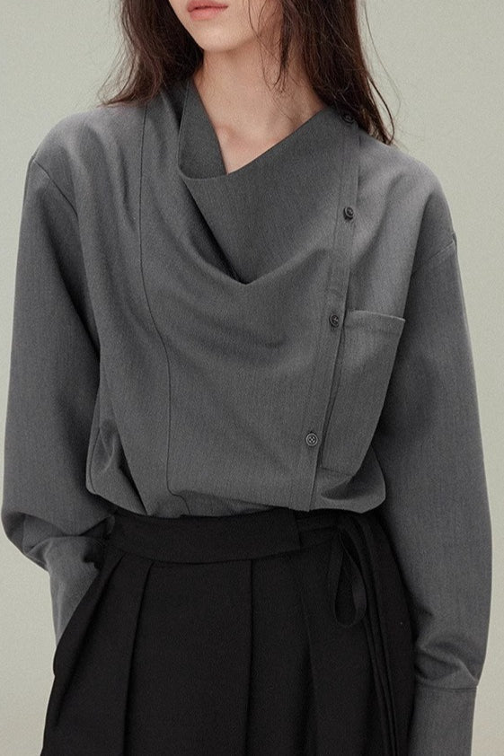 Vintage Relaxed Draped Neck Blouse