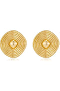 Retro Textured Concentric Circle Square Earrings