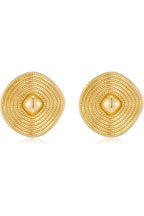 Retro Textured Concentric Circle Square Earrings