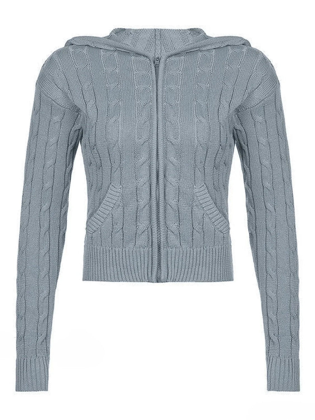 Hooded Button Graceful Front Knit Cardigan