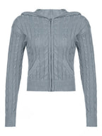 Hooded Button Graceful Front Knit Cardigan
