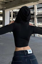 Crop Top Slim Fit Zip-Up Hoodie