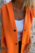 Solid Color Casual Long Sleeve Single Breasted Hooded Jacket