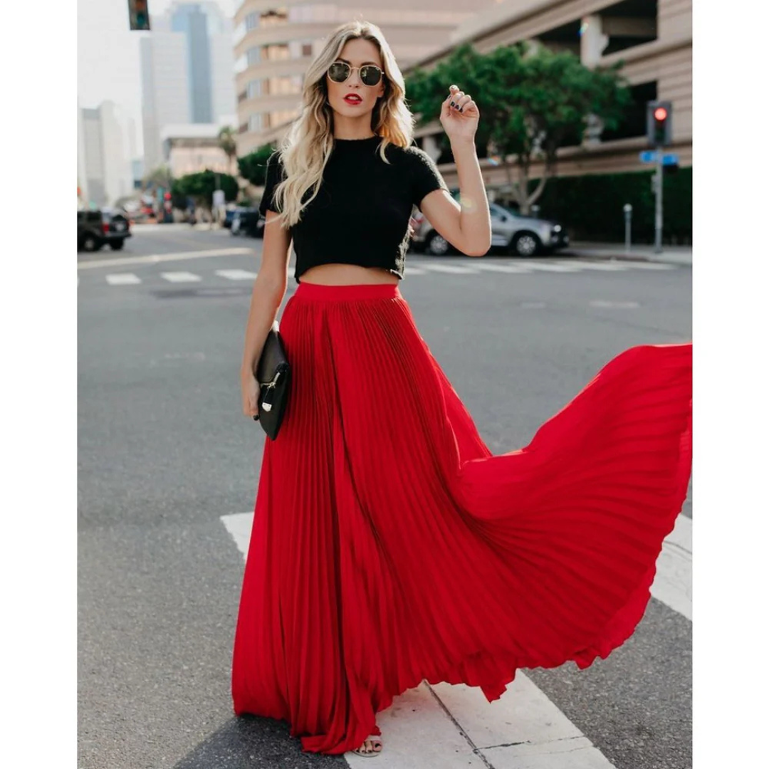 Alondra Premium Long Pleated Dress Elevated Occasion Wear