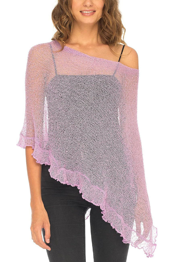 Solid Color Loose-fitting See-through Irregular Casual Cover-up