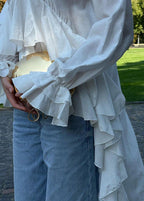 Cascade Drama - Long Ruffle High-Low Blouse
