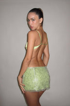 Solid Color Sequin Fitted Party Mini Skirt
