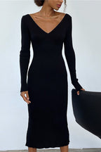 Long Sleeve Ribbed Sweater Dress