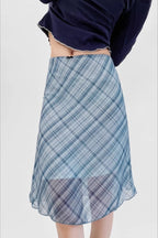 High Waist Contrast Plaid Bodycon Skirt