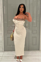 Lace Contrast Strappy Bodycon Party Dress