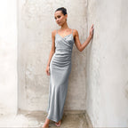 Rita Exclusive Spaghetti Strap Sleeveless Slit Slim Dress Women Elevated Occasion Wear