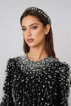 Jarety Long Sleeve Beaded Maxi Dress