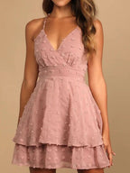 Lia Exclusive V Neck Polka Dot Mini Dress Boutique Collection