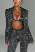 Sequined three-piece suit (including a camisole top)