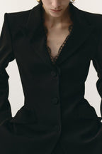Beige Lace Waist Blazer