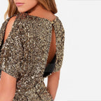 Tabloid Sequin Cut Out Shift Dress Silver FINAL