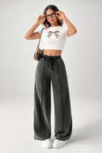 Drawstring Low Rise Washed Loose Straight Jeans