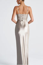 V-Neck Bone Detail Silk Dress