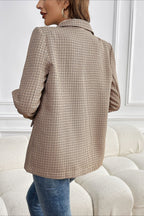Vintage Houndstooth Elegant Casual Blazer