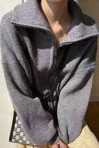Slouchy High Neck Loose Solid Sweater
