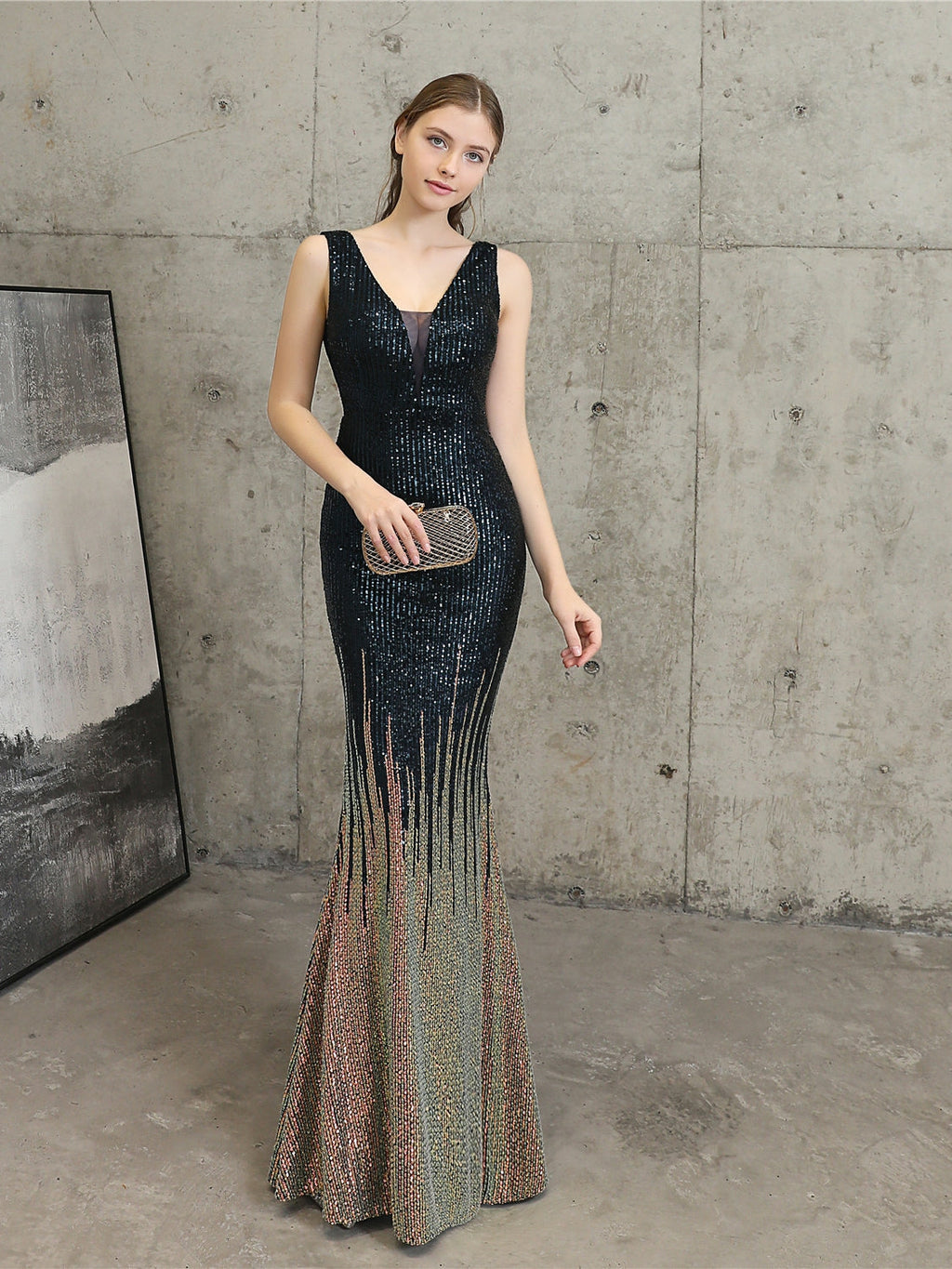 Sequin high-end evening dress