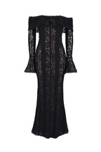 Leila Elevated Off Shoulder Floral Lace Flared Sleeve Fishtail Maxi Dress White Occasion Wear