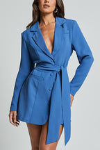 Fashion Pioneer Solid Color Lapel Long Sleeve Lace-up Blazer