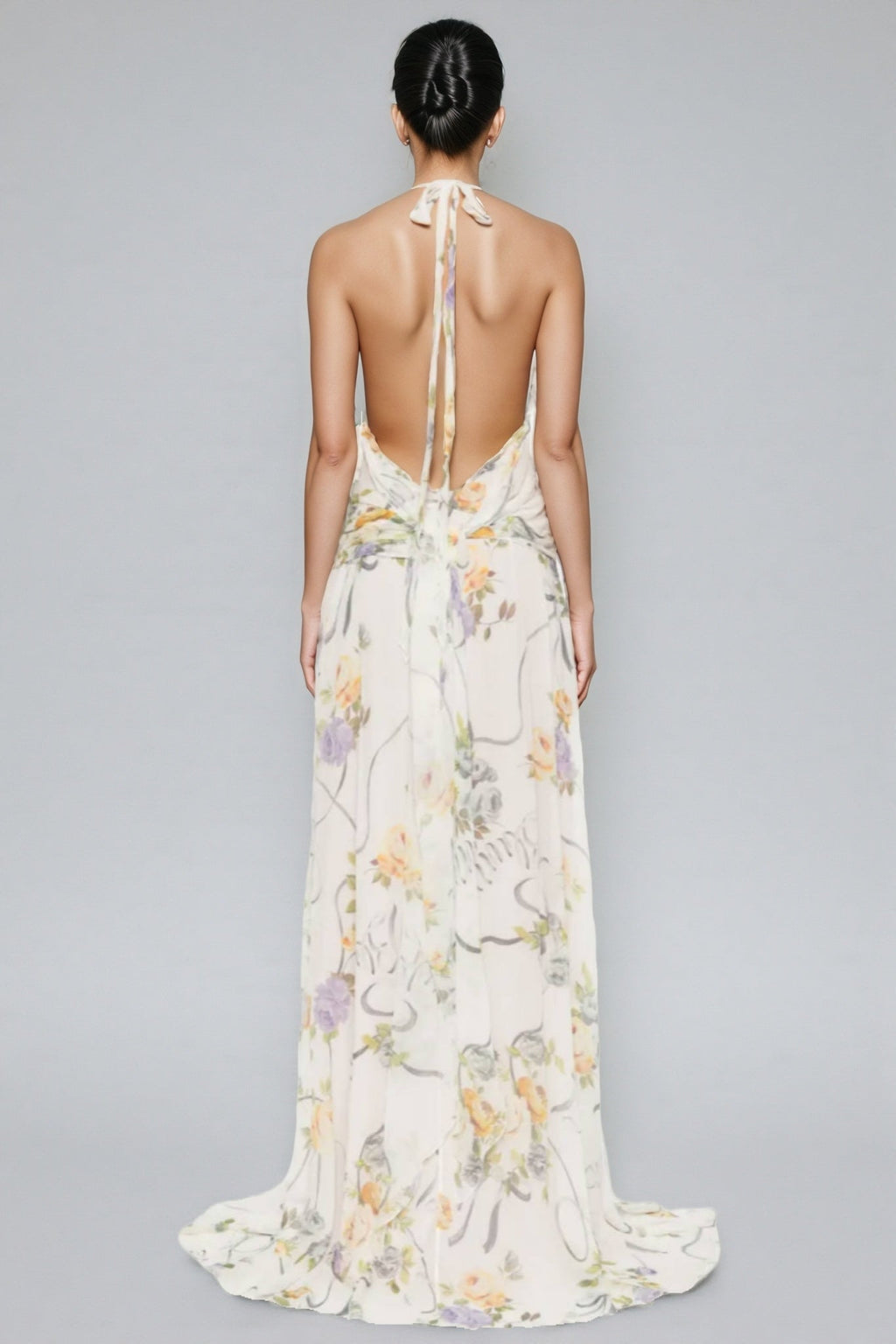 Umbek Floral Print Ruffle Maxi Dress