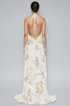 Umbek Floral Print Ruffle Maxi Dress