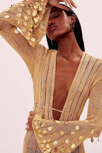 Sequined Knit Maxi Sweater Dress
