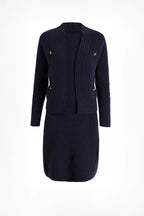 Isaura Elevated V Neck Cardigan and Tank Dress Set Premium Wardrobe Essential