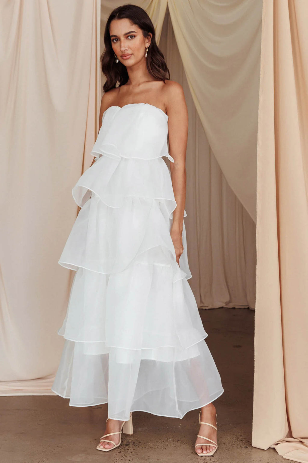 Estefanía Timeless Sunlit Ruffle Cascade Dress Elevated Occasion Wear