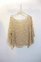 3D Flower Pearl Embellished Mesh Cover-Up Top