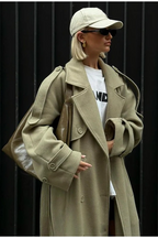 Scarf Accent Woolen Chic Long Overcoat