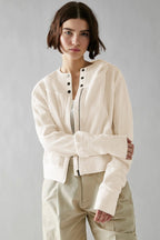 Quilted Panel Zip Up Cropped Hoodie